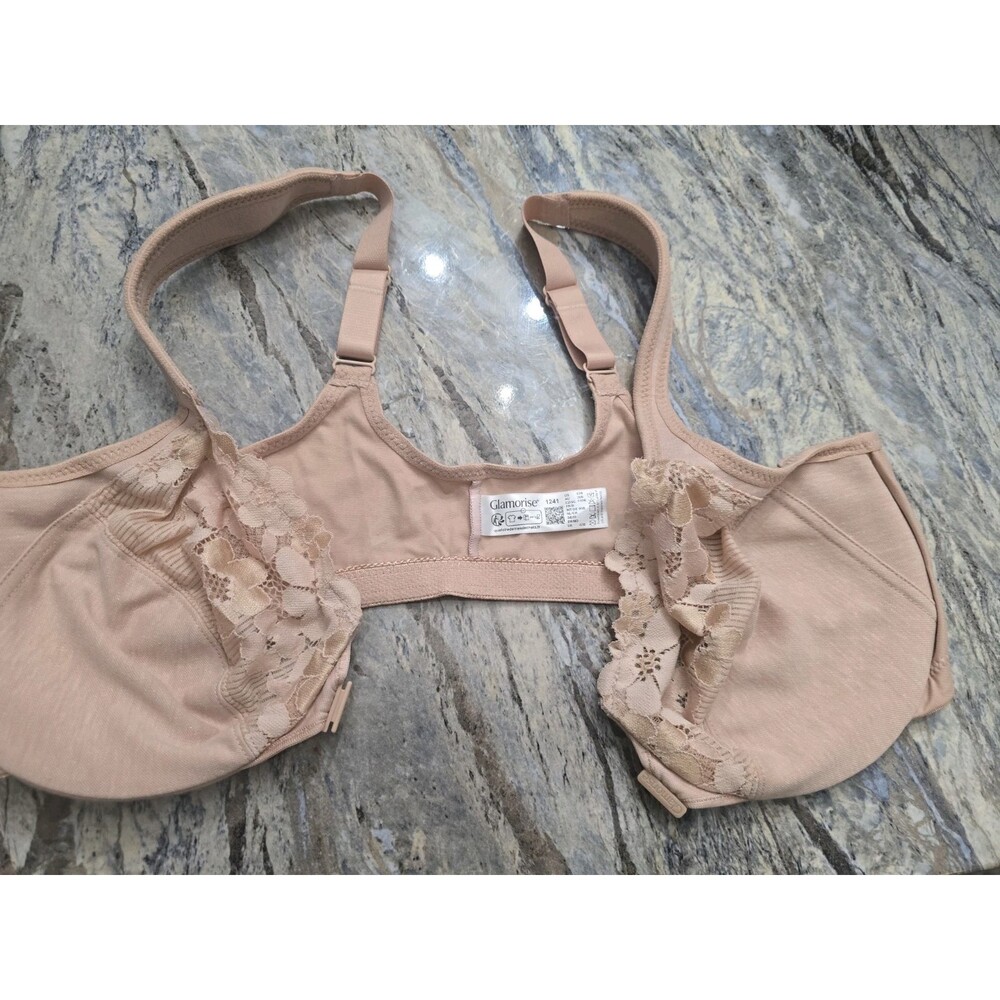 Glamorise 1241 Front-Closure Plus Size WonderWire Underwire Bra 42B Cafe Nude - Picture 8 of 11